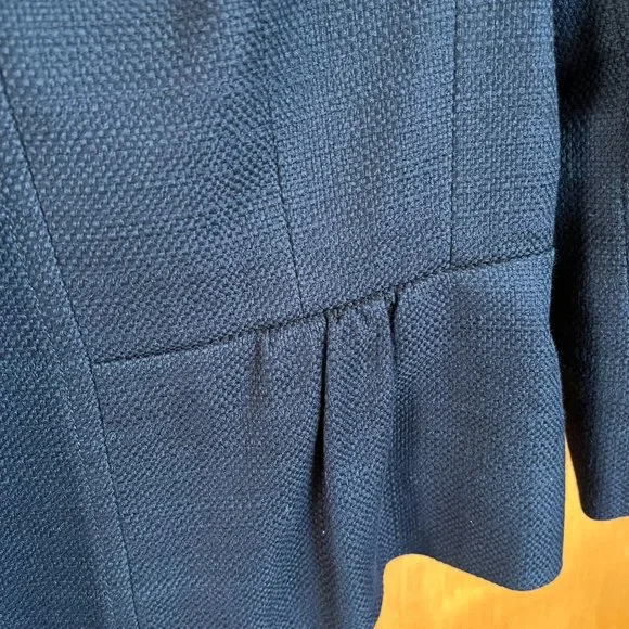 Navy Peplum Cotton Blazer // Ann Taylor Women's Size 10 - Picture 4 of 6